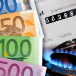 euro cash, gas flame and electric meter as symbol for expensive energy costs