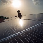 Solar panel installation in Indian village