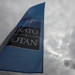 A NATO flag is seen ahead of the Summit in Brussels