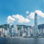 Panorama of Victoria Harbor of Hong Kong city
