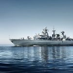 Warship on the sea