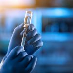 Business woman and illustration on city background