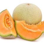 sliced cantaloupe melon path isolated