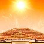 Hot weather in summer overheat home roof from sun burn.
