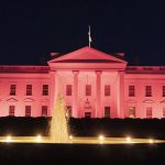 White House is illuminated in pink light in recognition of Breast Cancer Awareness Month
