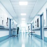 Medical concept. Hospital corridor with rooms. 3d illustration