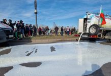 Земеделски производители блокираха „Дунав мост“ при Русе и разляха цистерна с мляко