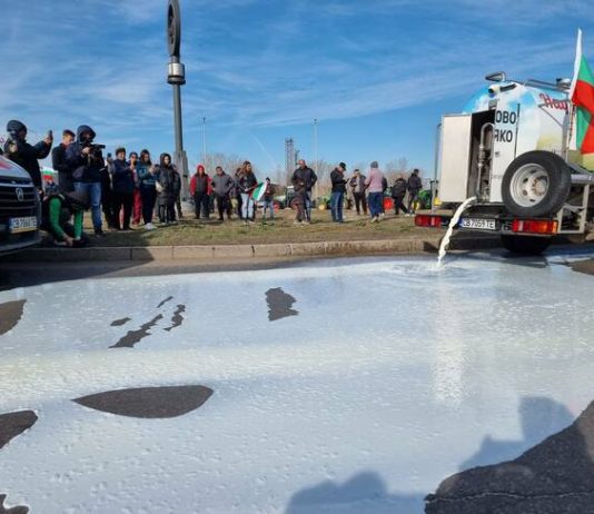 Земеделски производители блокираха „Дунав мост“ при Русе и разляха цистерна с мляко