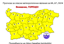 Жълт код за горещо време е обявен за днес за цялата страна