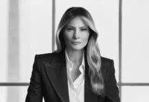 Мелания Тръмп в мъжки костюм и поразяващ поглед в официалния ѝ портрет от Белия дом