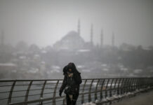 Снежна буря в Истанбул предизвика отмяната на много полети и затвори Босфора