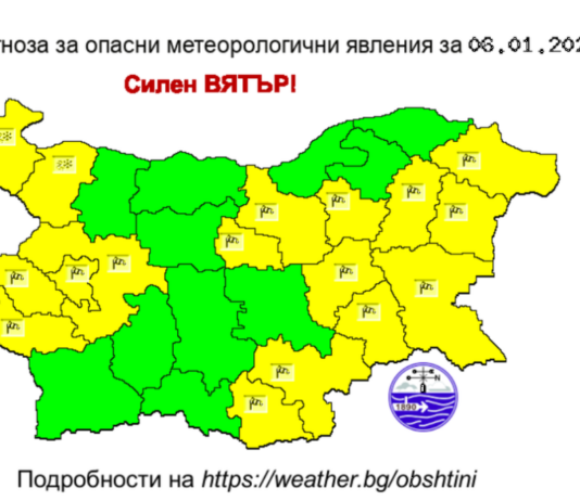 Пореден ден с жълт код заради силен вятър в някои области у нас